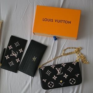Louis Vuitton Black & Pink Monogram Chain Pouch